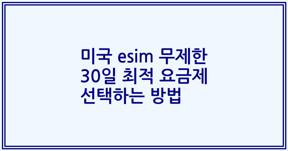 미국 esim 무제한 30일 최적 요금제 선택하는 방법