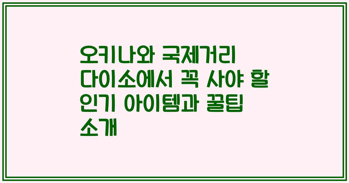 오키나와 국제거리 다이소에서 꼭 사야 할 인기 아이템과 꿀팁 소개